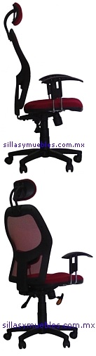 SILLA ERGONÓMICA CON RESPALDO TAPIZADO CON MALLA Y CABECERA